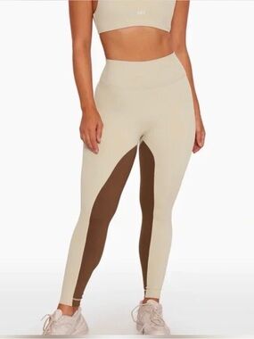 SET Active Beige and Brown High-Waist Colorblock Leggings